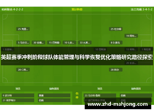英超赛季冲刺阶段球队体能管理与科学恢复优化策略研究路径探索